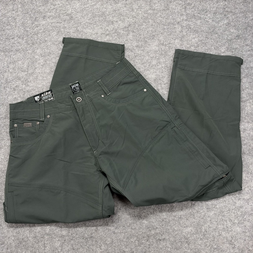 Kuhl Liberator Convertible Pants Mens 34x30 Green Zip Off Hiking Travel Outdoor